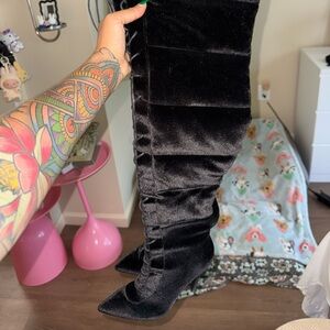 ASOS x Laquan Smith Black Velvet Boots
